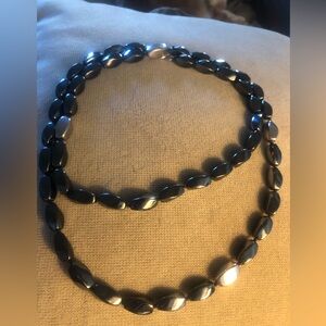 Hematite Beaded Sterling Silver Necklace- 165A $100 or $85 w/offer